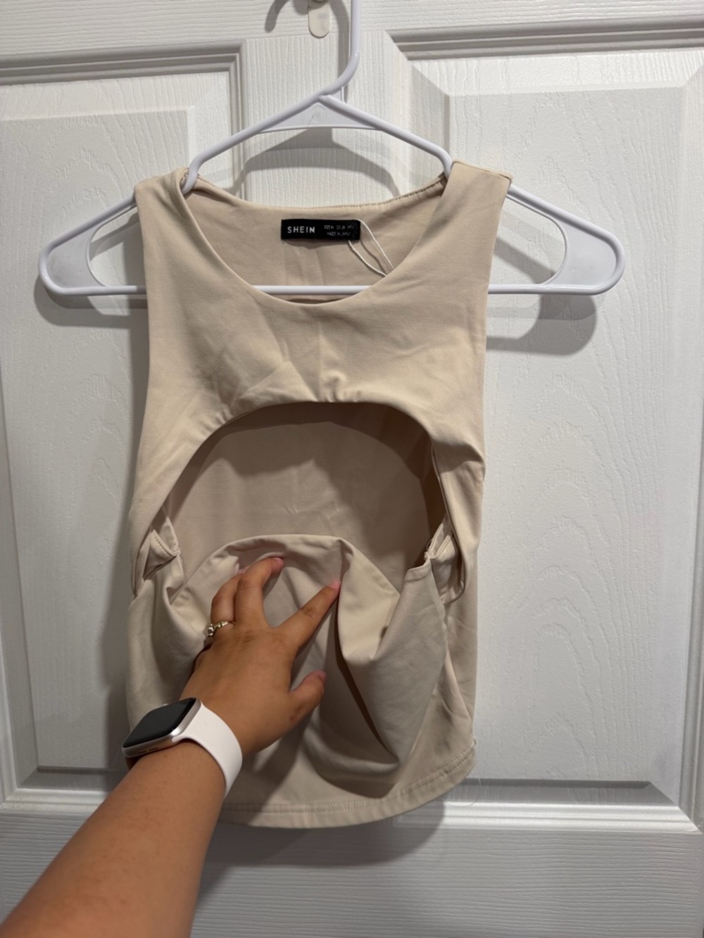 SHEIN Cream Cutout Sleeveless Tank Top